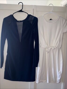 Express Black Long-Sleeve Mesh-Inset Dress
